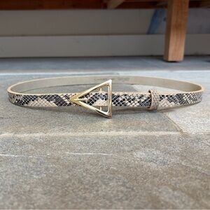 Freya Belt- Snakeskin with Triangle Gold Buckle